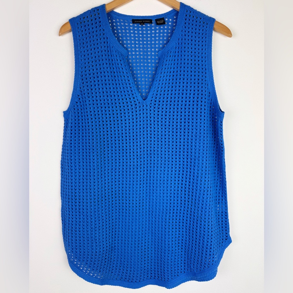Jeanne Pierre Cobalt Blue Open Knit Sweater Tank